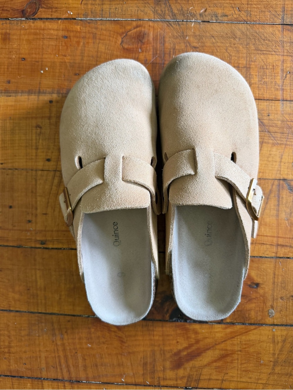 Quince Suede Moccasin Clogs in Tan,size 9